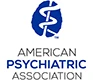 Logo with a caduceus symbol and the text "American Psychiatric Association."