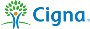 Logo featuring a human figure with a tree and the word "Cigna."