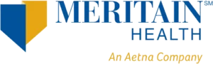Text logo with "Meritain Health" and "An Aetna Company" in different colors